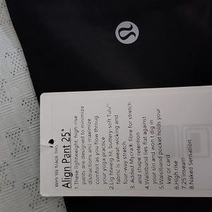 NWT - LULULEMON ALIGN 25" LEGGINGS - BLACK, SIZE 12